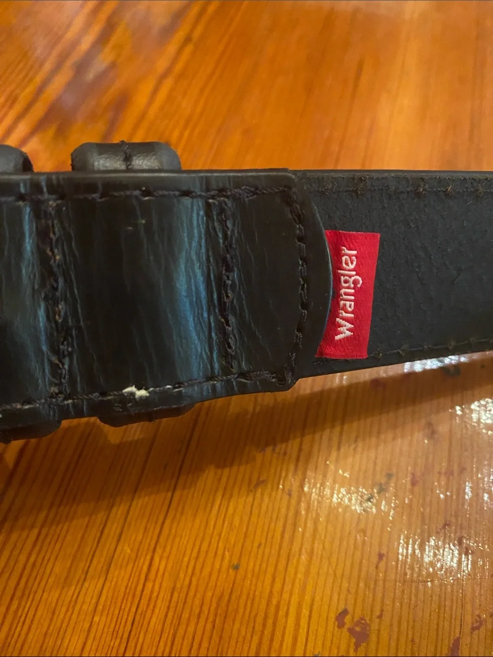 Wrangler Black Leather Belt with Matte Black Buckle